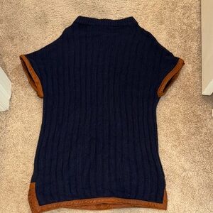 Ralph Lauren Navy and Brown Cowl Sweater